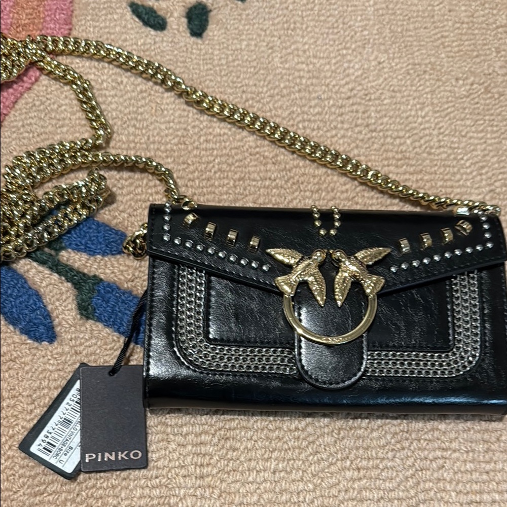 Pinko Black and Gold Women's Bag